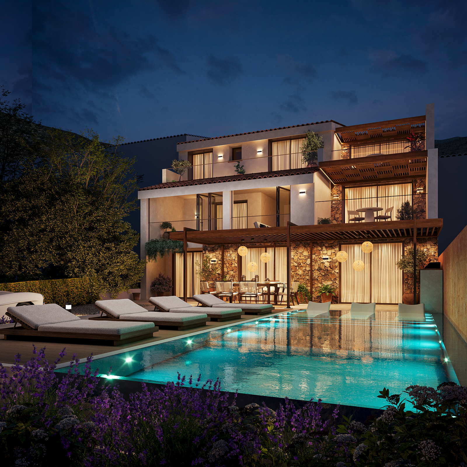 Casa Corigiliano Pool Night